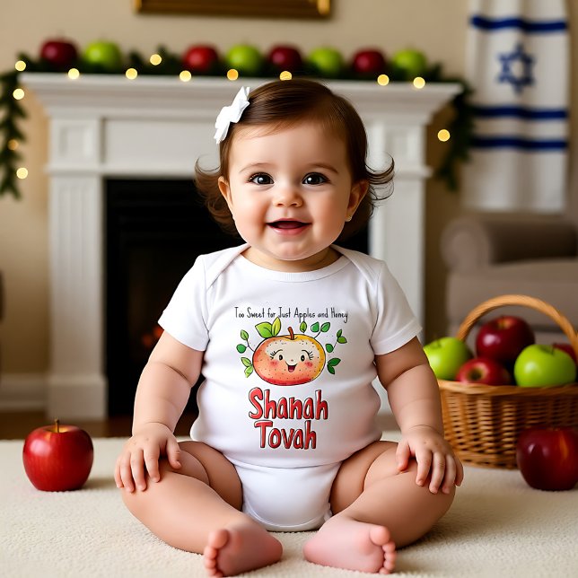Body Para Bebê 🍎 🐝 com texto personalizado Novos Começos (🍎🐝With custom text Sweet New Beginnings Baby Bodysuit)