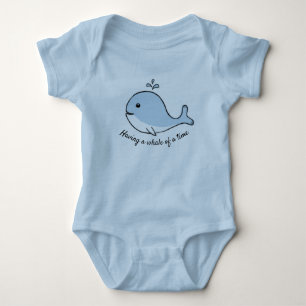 Body Para Bebê Com uma baleia azul-temporã