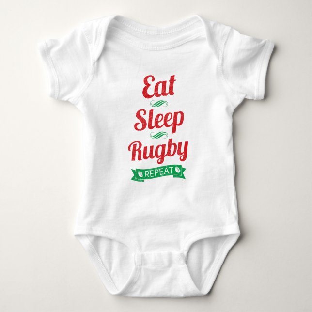 Body Para Bebê Coma, Dorme, Rugby, Repita O Caçador De Bebês (Frente)