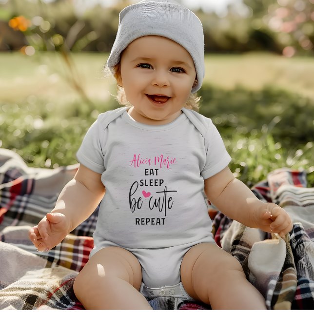 Body Para Bebê Coma Dormir Seja Fofo Repita Presente de Citação (Eat Sleep Be Cute Repeat Quote Gift Baby Bodysuit)