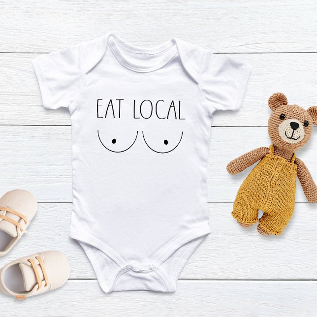 Body Para Bebê "Coma local" Engraçado Aleitamento Infantil (Criador carregado)