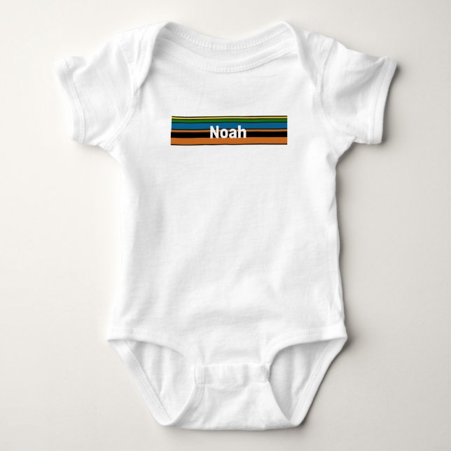 Body Para Bebê Combinação de Nomes Design - Base Laranja Chic (Frente)