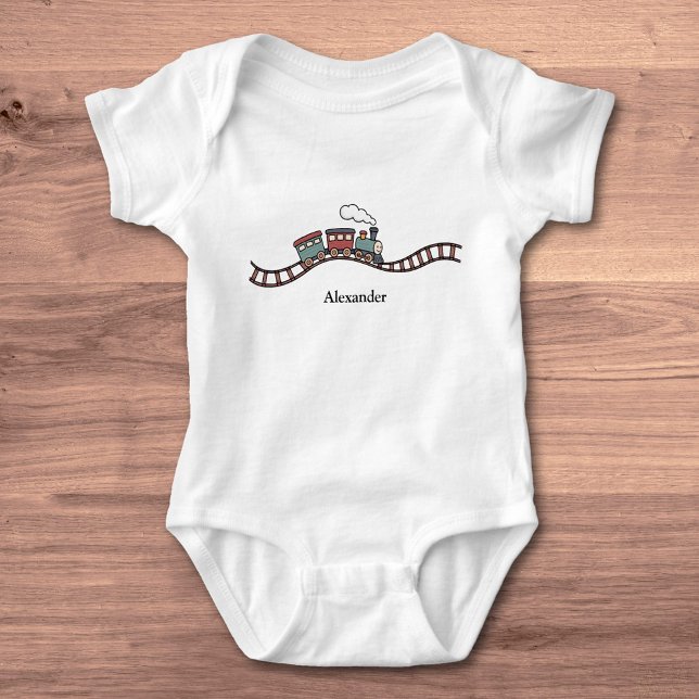 Body Para Bebê Comboio de madeira (Wooden Train Baby Bodysuit)