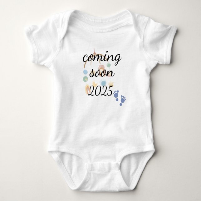 Body Para Bebê Coming soon baby announcement  (Frente)