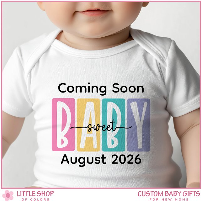 Body Para Bebê Coming Soon Custom Text Pregnancy Announcement (Criador carregado)