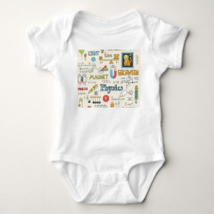 Body Para Bebê Conceitos de física, estilo vintage desenhado à mã