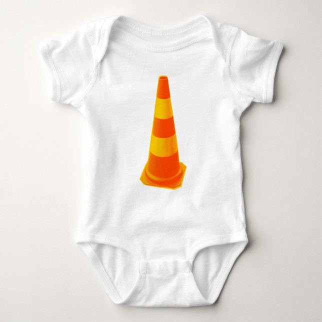 Body Para Bebê Cone do tráfego com listras amarelas (Frente)