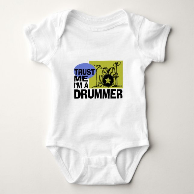 Body Para Bebê Confie em mim, sou um Drummer (Frente)