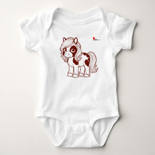 Body Para Bebê Conjunto de Bebê Adorável Chibi Pony Horse (Frente)
