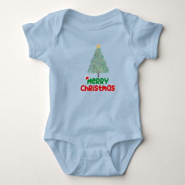 Body Para Bebê Conjunto de Bebê Árvore de Natal Fofo (Frente)