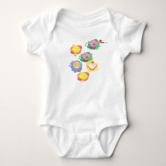 Body Para Bebê Conjunto de Bebê Cartoon de Franguinhos Lindos e F (Frente)