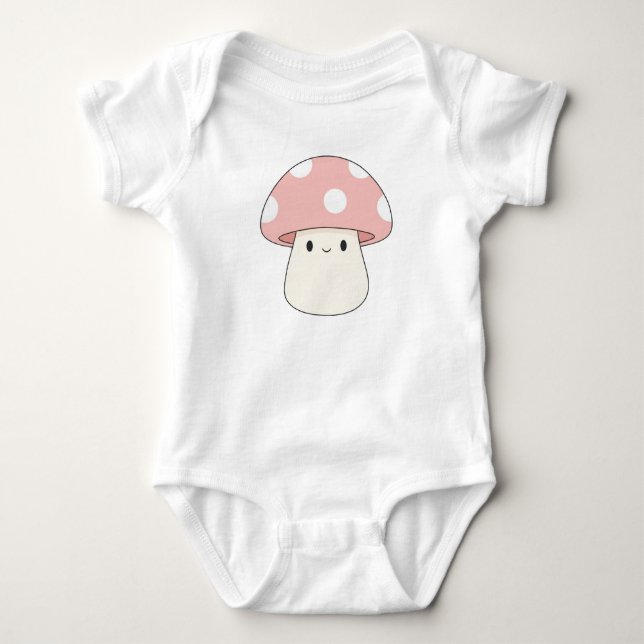 Body Para Bebê Conjunto de Bebê Cogumelo Rosa Fofo – Kawaii Toads (Frente)
