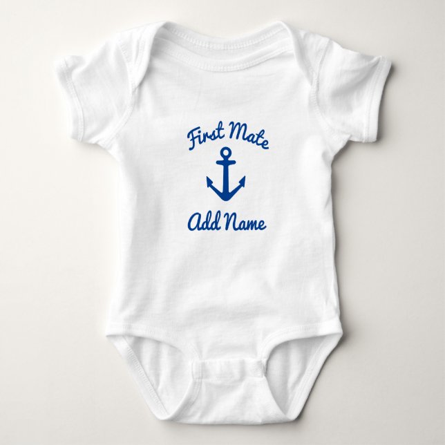 Body Para Bebê Conjunto de bebê cute first mate âncora náutica (Frente)