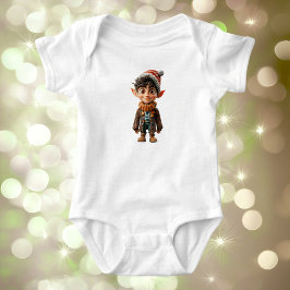 Body Para Bebê Conjunto de Bebê de Natal do Elfo Menino Alegre