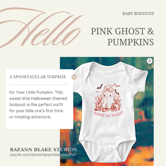 Body Para Bebê Conjunto de Bebê Fantasma Rosa e Abóboras de Hallo (Criador carregado)
