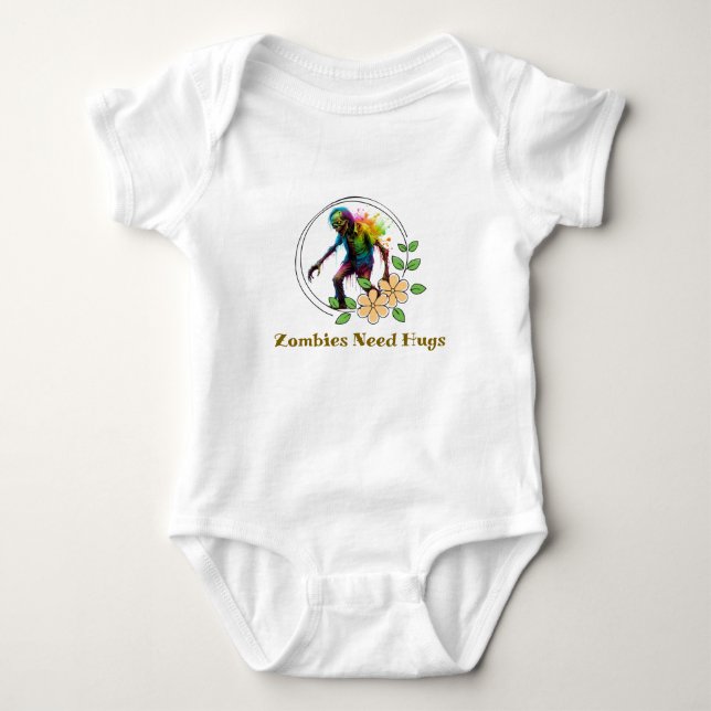 Body Para Bebê Conjunto de Bebê Palhaço Zumbi Arco-Íris Divertido (Frente)