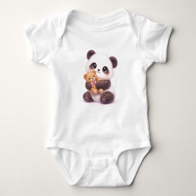 Body Para Bebê Conjunto de Bebê Panda Adorável (Frente)