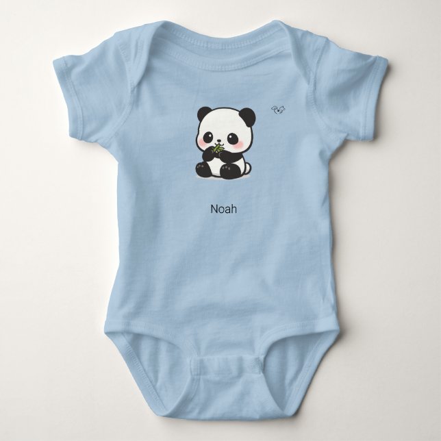 Body Para Bebê Conjunto de Bebê Personalizado de Panda Chibi Fofo (Frente)