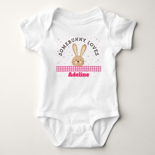 Body Para Bebê Conjunto de Bebê Personalizado Somebunny Loves You (Frente)