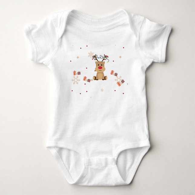 Body Para Bebê Conjunto de Bebê Rena de Natal Fofo  (Frente)