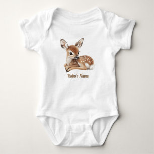 Body Para Bebê Conjunto de Bebê Rena Floresta em Aquarela Fofa