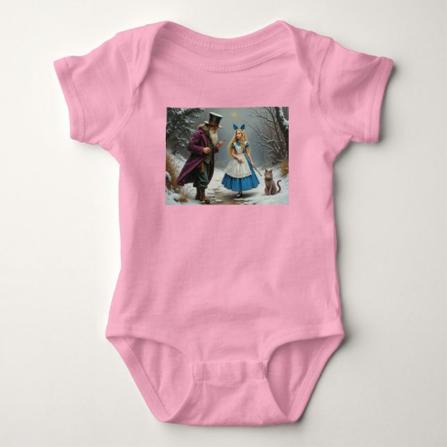 Body Para Bebê Conjunto de bebé rosa bebê Winter Alice (Frente)