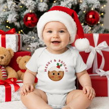 Conjunto de Natal Fofo Merry & Bright Bodysuit par