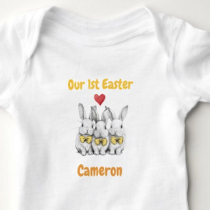 Body Para Bebê Conjunto de Páscoa dos Trigêmeos 1ª, Coelhinhos, P
