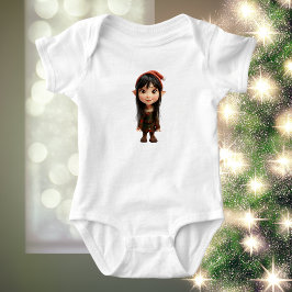 Body Para Bebê Conjunto Infantil de Bebê de Elfo de Natal de Meni