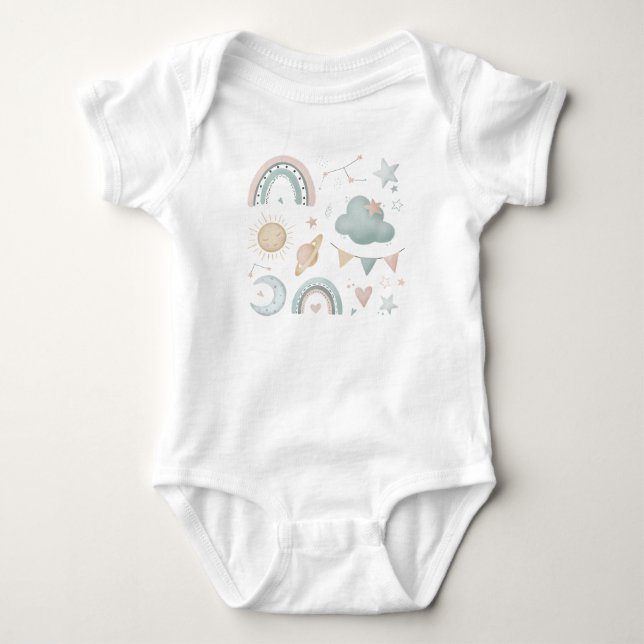 Body Para Bebê conjunto noturno cósmico doce para bebê (Frente)