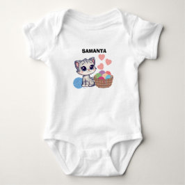 Body Para Bebê Conjunto Personalizado de Bebê de Gatinho e Fio Bo