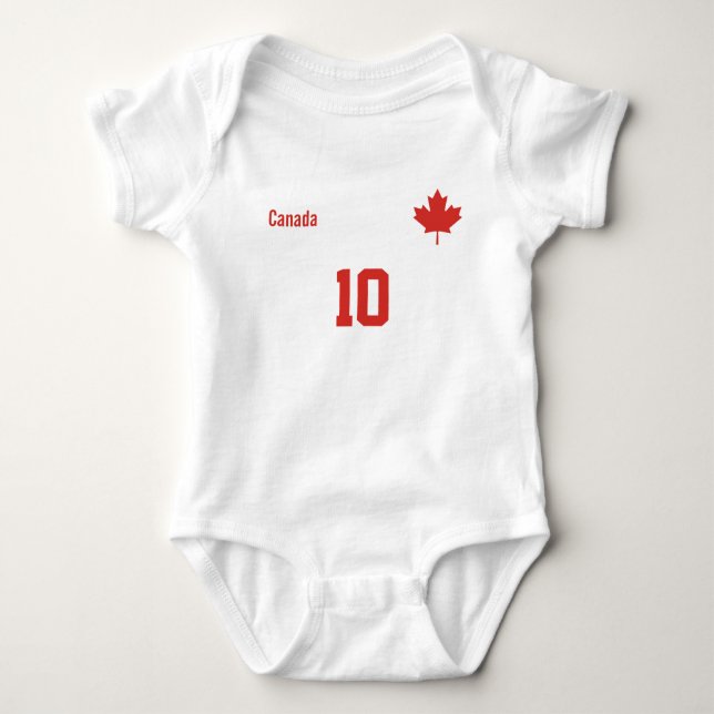 Body Para Bebê Conjunto personalizado do Canadá com Nome e Número (Frente)