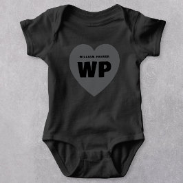 Body Para Bebê Conjunto Preto de Recém-Nascido com Monograma de C