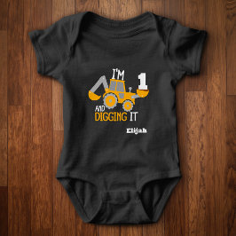 Body Para Bebê Construção Feliz Aniversário Digitando Nome de Ida