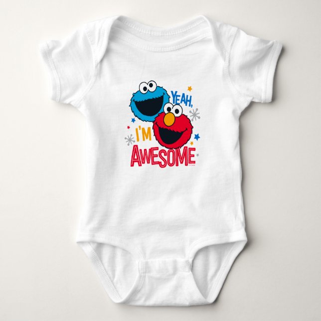 Body Para Bebê Cookie Monster e Elmo | Sim, eu sou Incrível (Frente)