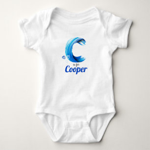 Body Para Bebê Cooper Name Revement Letter C Boy Blue Paint Ocean