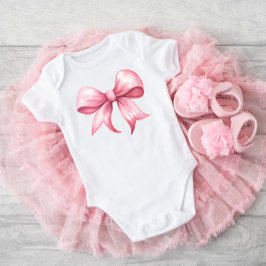 Body Para Bebê Coquette de Laço Rosa para Chá de Bebê com Monogra