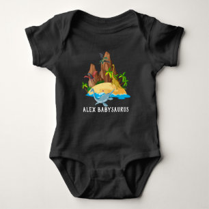 Body Para Bebê Cor aquosa, branca e branca, de Babysaurus, preto