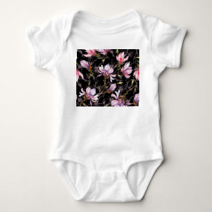 Body Para Bebê Cor da Água Magnolia Rosa Preto