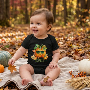 Body Para Bebê Cor de Água - Laranja Pumpkin Doces Halloween