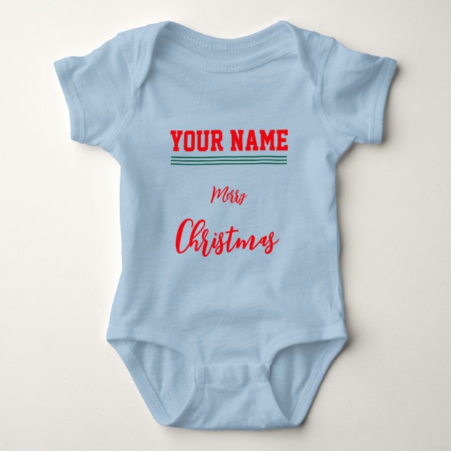 Body Para Bebê Cor de biquetê personalizada de Natal Baby Jersey (Frente)