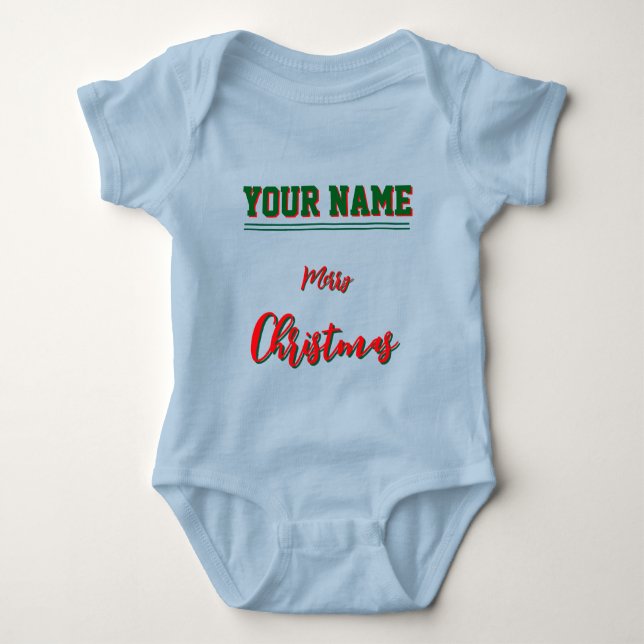 Body Para Bebê Cor de biquetê personalizada de Natal Baby Jersey (Frente)