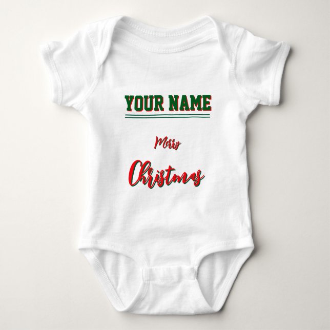 Body Para Bebê Cor de biquetê personalizada de Natal Baby Jersey (Frente)