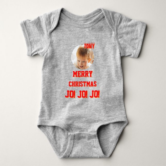 Body Para Bebê Cor de biquetê personalizada de Natal Baby Jersey (Frente)