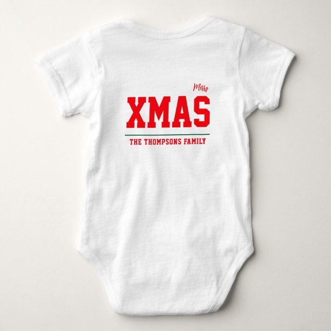 Body Para Bebê Cor de biquetê personalizada de Natal Baby Jersey (Verso)