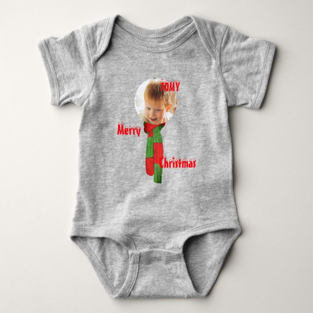 Body Para Bebê Cor de biquetê personalizada de Natal Baby Jersey (Frente)