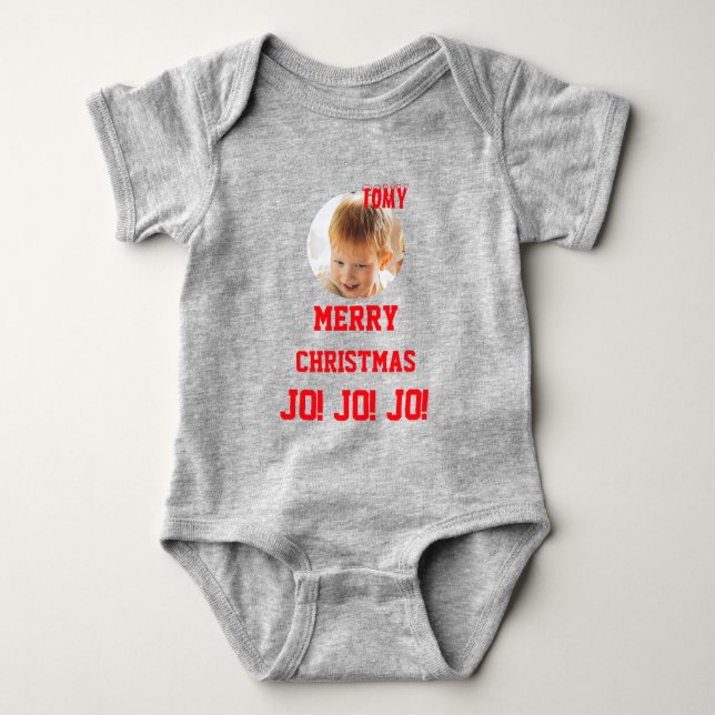 Body Para Bebê Cor de biquetê personalizada de Natal Baby Jersey (Frente)