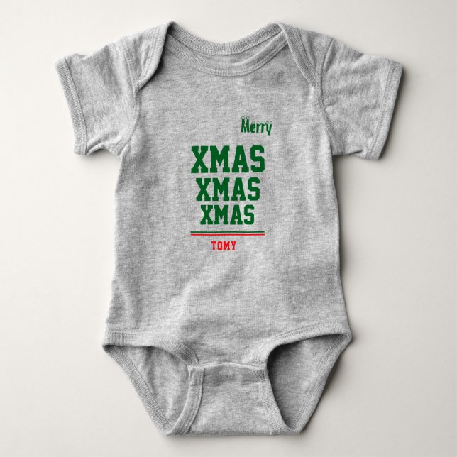 Body Para Bebê Cor de biquetê personalizada de Natal Baby Jersey (Frente)