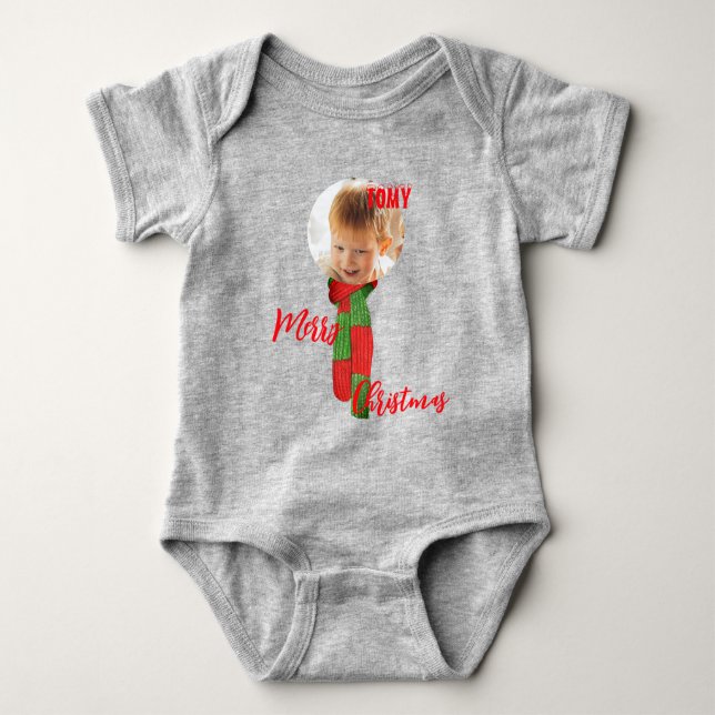 Body Para Bebê Cor de biquetê personalizada de Natal Baby Jersey (Frente)