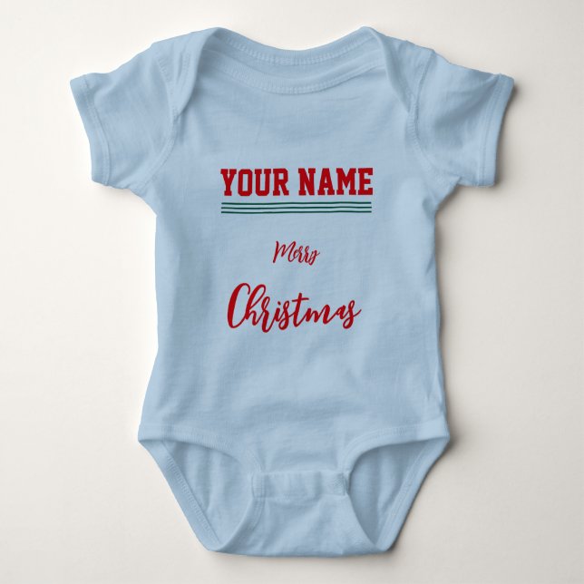 Body Para Bebê Cor de biquetê personalizada de Natal Baby Jersey (Frente)